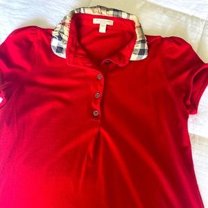 Burberry Brit Womens Polo Shirt Size M Red Novacheck Collared